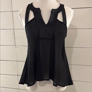 Material Girl Black Cut Out Peplum Tank Top